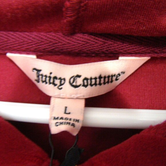 Juicy Couture Womens Velour Sweatshirt Hoodie Full Zip Hot Pink Fuchsia Large - Picture 7 of 9